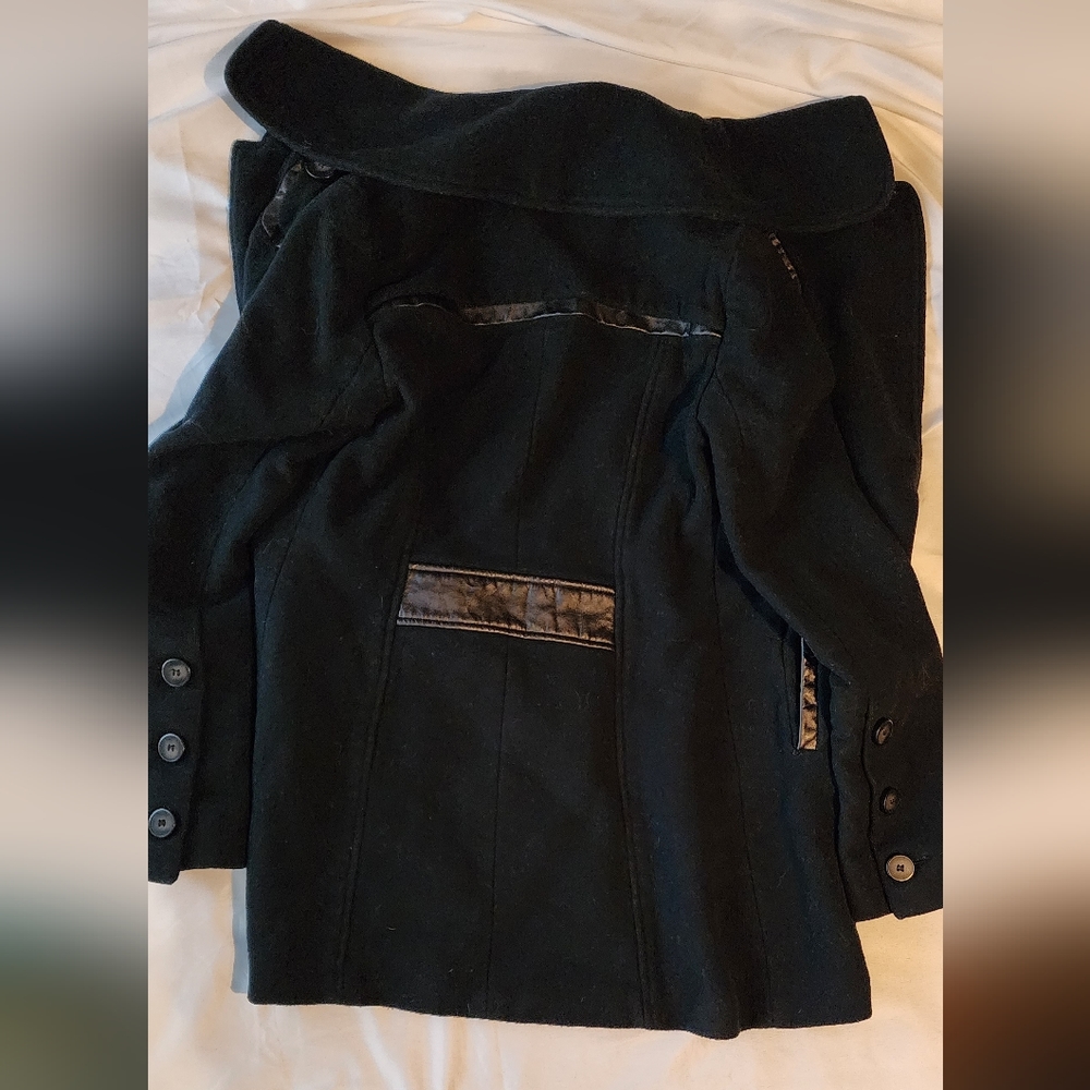 Mackage Wool / Cashmere Black Pea Coat - Picture 2 of 5